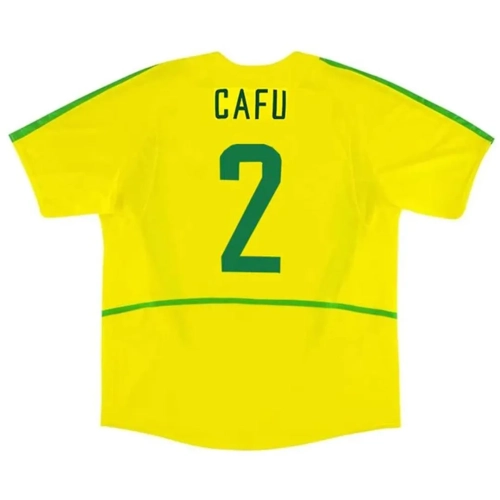 Brazil Cafu Jersey: 2002 World Cup Home Kit - Retro Soccer Shirt