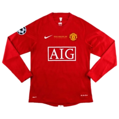 Man Utd 2008 UCL Final Jersey: Retro Home Shirt - Long Sleeve
