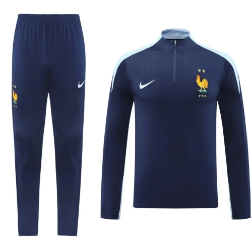 France 2024 Navy Training Suit: Zipped Sweatshirt & Pants | Replica Kit
