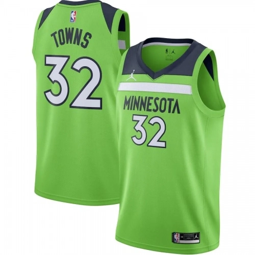 Karl-Anthony Towns Timberwolves Jersey #32 Green Swingman 2020-2021