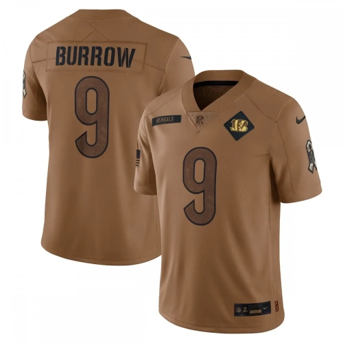 Cincinnati Bengals Joe Burrow Salute to Service Jersey 2023 Brown