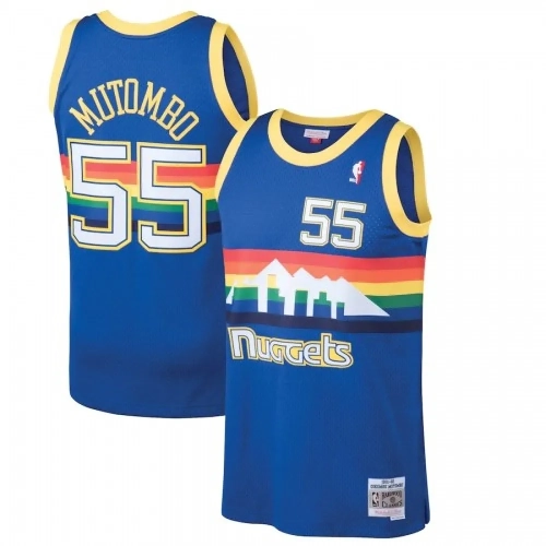 Dikembe Mutombo Jersey Denver Nuggets #55 Blue Swingman