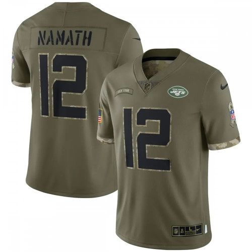 Joe Namath Jets Jersey 2022 Salute to Service Olive