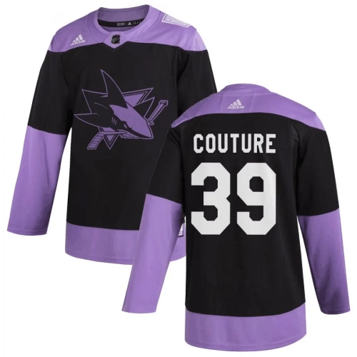 Logan Couture Sharks Jersey Black Hockey Fights Cancer Adidas