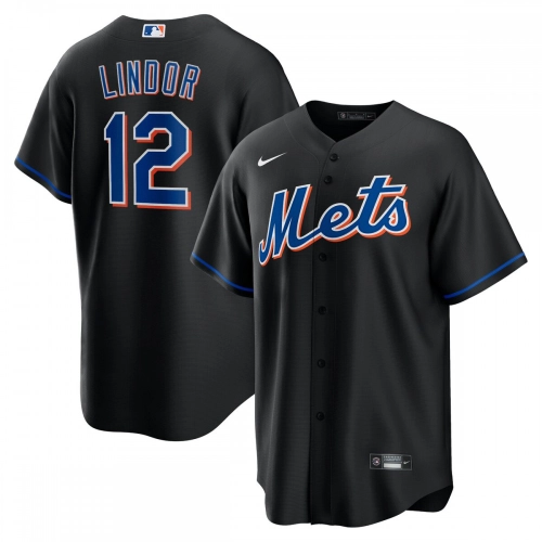 Francisco Lindor Mets Jersey 2022 Black Alternate Replica