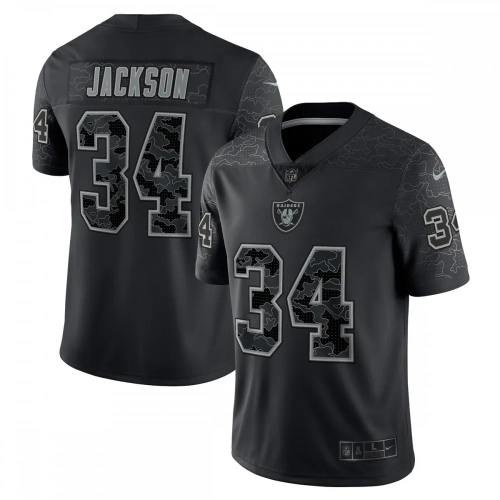 Bo Jackson Raiders Jersey Nike Reflective Black Limited Edition