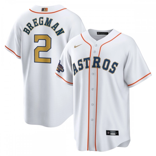 Alex Bregman Astros Jersey 2023 Gold Collection Nike - White Gold
