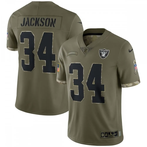 Bo Jackson Raiders Salute to Service Jersey 2022 Olive Green