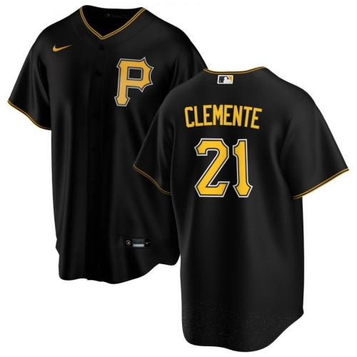 Pittsburgh Pirates Clemente 21 Jersey Men's Black Alternate 2020 Nike Replica
